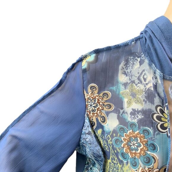 Serenade New York Blue Floral Sheer Zip-up Fairycore Art Aesthetic Jacket Large - Picture 5 of 13